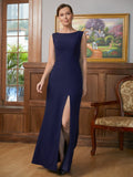 Lisa Sheath/Column Stretch Crepe Scoop Sleeveless Floor-Length Mother of the Bride Dresses SJSP0020361