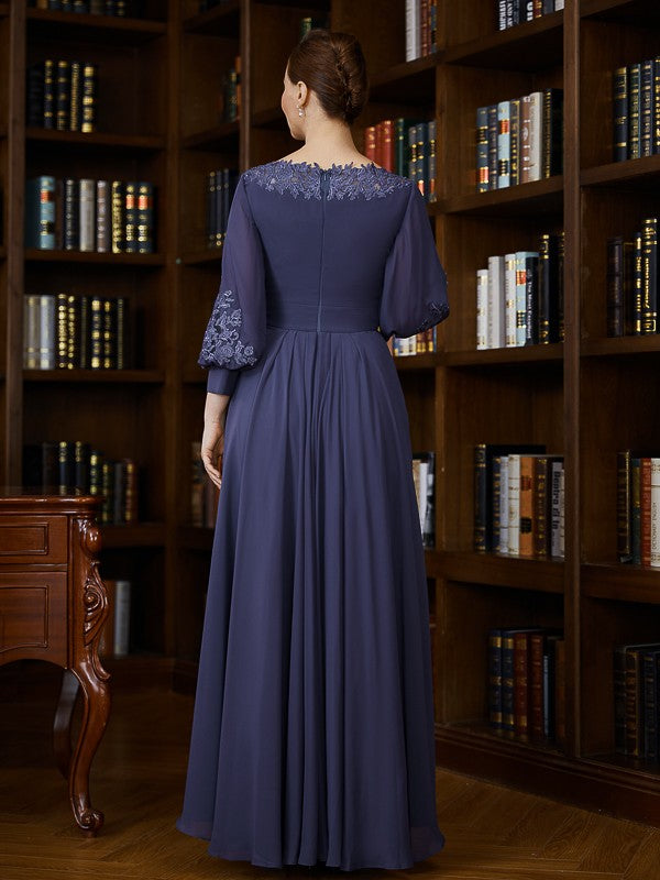 Audrey A-Line/Princess Chiffon Ruched Bateau 3/4 Sleeves Asymmetrical Mother of the Bride Dresses SJSP0020265