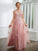 Olympia A-Line/Princess Tulle Applique V-neck Sleeveless Floor-Length Dresses SJSP0020264