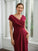 Kaylie Sheath/Column Jersey Ruched V-neck Short Sleeves Floor-Length Mother of the Bride Dresses SJSP0020252