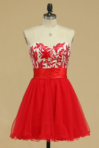 Sweetheart A Line Short/Mini Homecoming Dresses With Embroidery
