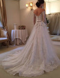 Wedding Dresses A Line Long Sleeves Tulle With Applique And Sash