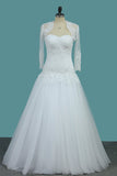 Wedding Dresses Sweetheart With Jacket Tulle With Beads And Ruffles