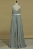 A Line Prom Dresses Scoop Pregant Chiffon & Lace Floor Length