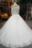 Gorgeous Floor Length Lace Up Wedding Dresses With Appliques And Sequins Middle-Length Sleeves