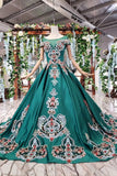 New Prom Dresses Short Sleeves Ball Gown Lace Up Back With Applique&Beads