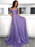 Elegant A Line Long Prom Dress Lace Straps Party Dresses