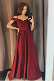 Long Sweetheart A-line Chic Burgundy Prom Dresses