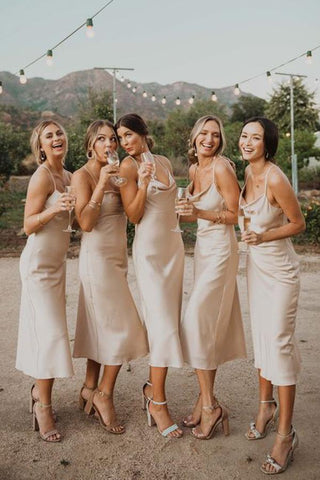 A Line Long Fashionable Simple Cheap Bridesmaid Dresses