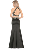 Mermaid Satin Scoop Prom Dresses With Beads&Rhinestones