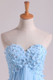 Short/Mini Dresses Empire Waist A Line With Beads&Handmade Flowers