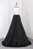 Prom Dresses Asymmetrical Scoop A Line Satin With Beading