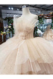 Ball Gown Wedding Dresses Strapless Top Quality Appliques Tulle Beading