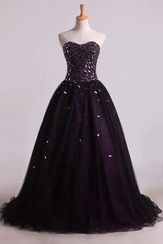 Quinceanera Dresses Ball Gown Sweetheart Floor Length With Beading And Rhinestone