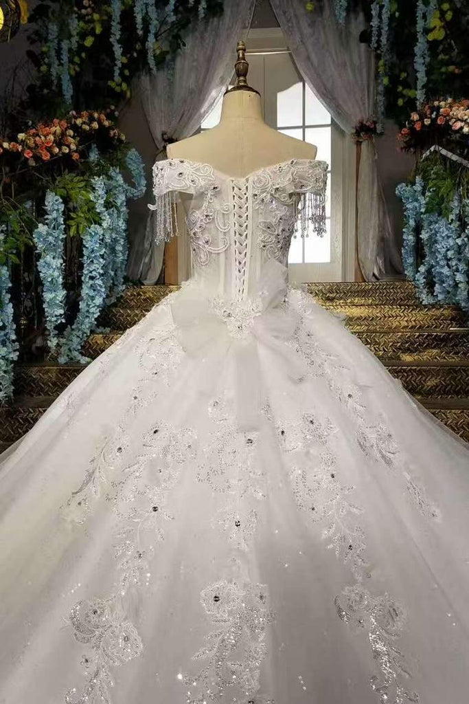 High Quality Wedding Dresses Low Price  Lace Up  With Beadings And Appliques