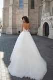 A line Long Sleeve Tulle White Lace Appliques Wedding Dresses Long Wedding Gowns JS561