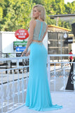 Two-Piece Scoop Prom Dresses Mermaid Spandex With Beading