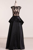Scoop Prom Dresses A Line With Applique Tulle Open Back