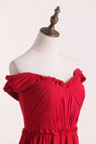 Prom Dresses Off The Shoulder A Line Chiffon With Ruffles
