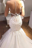 Sexy Mermaid/Trumpet Wedding Dresses Scoop Tulle With Applique Court Train
