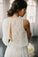 Two Piece Crew Sleeveless Sweep Train Open Back Ivory Lace Cheap Wedding Dresses