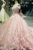 Marvelous Off The Shoulder Wedding Dresses Tulle With Crystals Appliques Lace Up A-Line