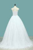 Wedding Dresses Scoop Tulle With Applique A Line Court Train