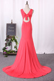 Mermaid Evening Dresses Scoop Open Back Spandex With Bow Knot