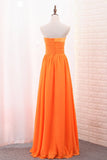 A Line Chiffon Sweetheart Ruched Bodice Bridesmaid Dress Floor Length