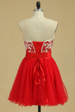 Sweetheart A Line Short/Mini Homecoming Dresses With Embroidery