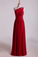 One Shoulder Prom Dresses A-Line Floor-Length Chiffon With Beads