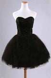 Black Junior Tulle Cheap Sweetheart Strapless Homecoming Dress Dresses for Homecoming JS951