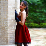Fabulous Sweetheart Short Burgundy Velet Prom Homecoming Dress Ruched JS461