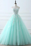 Sweetheart Puffy Tulle Prom Dress With Lace Appliques Long Graduation SJSPKFJ5ZSA