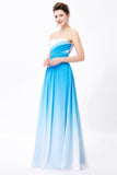 Ombre Spaghetti Straps A-Line Chiffon Blue Lace up Sweetheart White Prom Dresses UK JS360