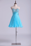 Homecoming Dresses A Line Sweetheart Short Lace With Beading&Sequins