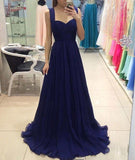 royal blue chiffon long prom dress blue bridesmaid dress Prom Dresses JS667