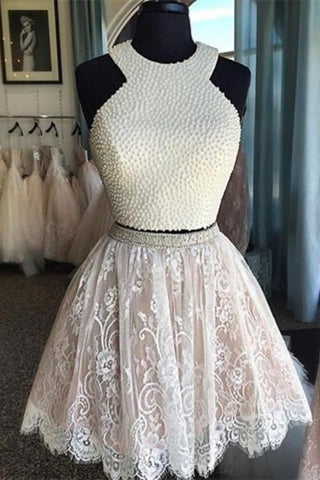 Hot Selling Lovely A Line Scoop Two-Piece Beaded Bodice Homecoming Dresses