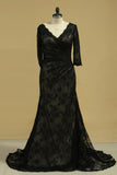Lace V Neck Mother Of The Bride Dresses Mermaid With Beads And Ruffles