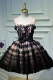 Black Lace Up Ball Gown Tulle Homecoming Dresses