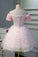 Pink A Line Tulle Homecoming Dresses with Flower Appliques