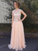 A-Line Peach Chiffon Sleeveless Pink Scoop Sweetheart Open Back Prom Dresses JS795