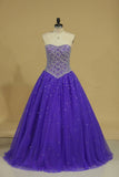 Tulle Ball Gown Sweetheart With Beading Quinceanera Dresses Floor Length