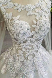 New Arrival Tulle Lace Up Wedding Dresses With Appliques And Sequins A-Line Long Sleeves