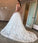 A Line Deep V Neck Lace Appliques Ball Gown Spaghetti Straps Wedding Dress