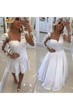 Scoop Long Sleeves Prom Dresses A Line Tulle With Applique And Beads Detachable