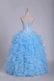 Ball Gown Quinceanera Dresses Sweetheart Beaded Bodice Organza