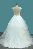 Bateau A Line Tulle Wedding Dresses With Applique And Sash