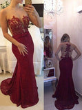 New Arrival Lace Prom Dresses Mermaid Prom Dresses Wine Red Prom Dresses JS132
