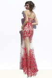 Fabulous Sweetheart Strapless Floor-Length Sheath Prom Dresses with Lace Pearls Sash JS763